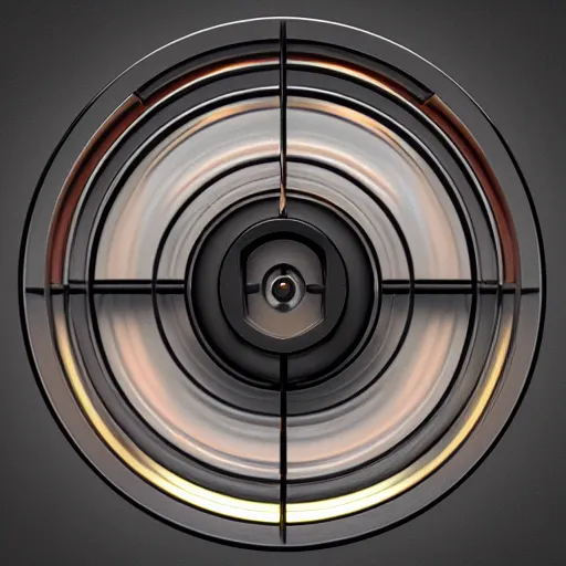 Image similar to gyroscope, first person view, black background, steel materials, sharp focus, bloom, rim light, illustration, highly detailed, photo realistic, houdini render