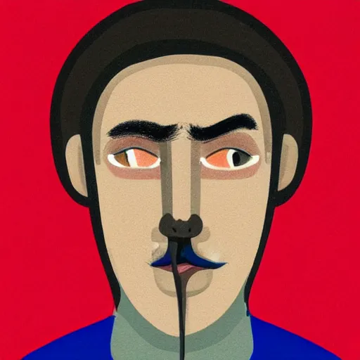 Image similar to gangly 30 year old dark blond man with dark blond hair long on top medium down the sides, blond beard, small chin, rectangular face, thin lips, English heritage, small blue eyes, middle aged, wearing a turtleneck and jacket, pale skin, narrow face, digital art, painterly, cartoon, cute, 8k, illustration, art by loish, painterly, trending on artstation, medium shot, uncropped