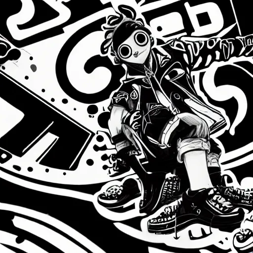 Image similar to Jet Set Radio, 8K HD, black and white