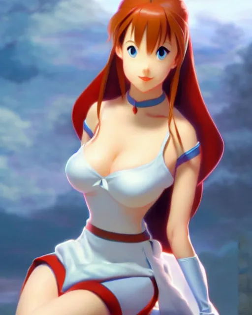 Image similar to pixar movie still pinup photo of asuna from sao, asuna by a - 1 pictures, by greg rutkowski, gil elvgren, enoch bolles, glossy skin, pearlescent, anime, maxim magazine, very coherent