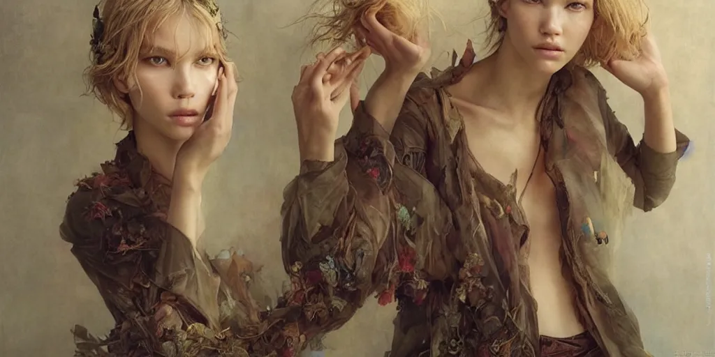 Image similar to epic masterpiece full body portrait a crying sasha luss, beautiful face and flawless skin, perfect hands by Edgar Maxence and Ross Tran and Michael Whelan