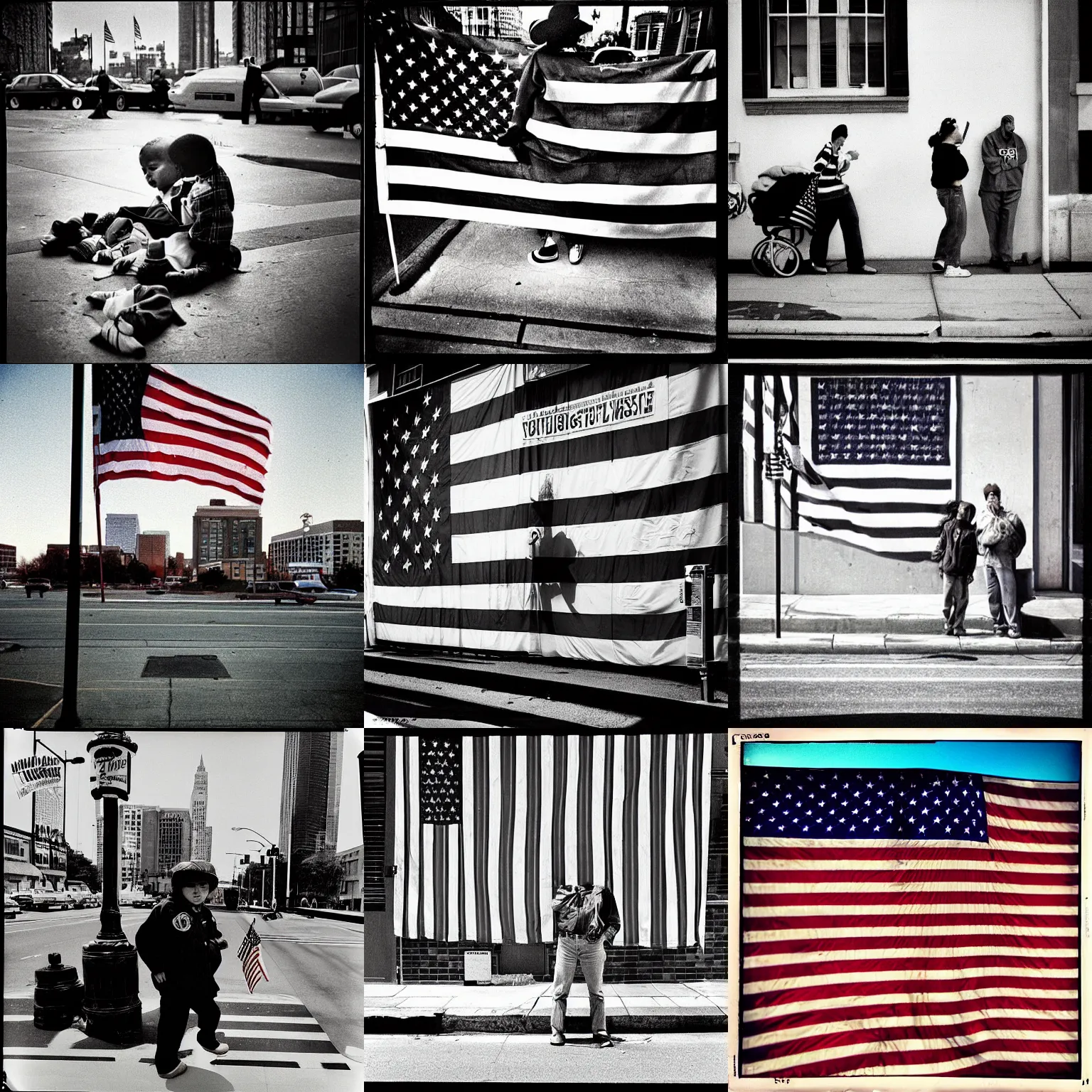 Prompt: “America land of the free and home of the brave, photograph, 1993, street photography style, slice of life”