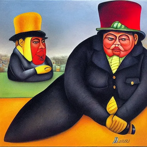 Prompt: colombian danger by botero