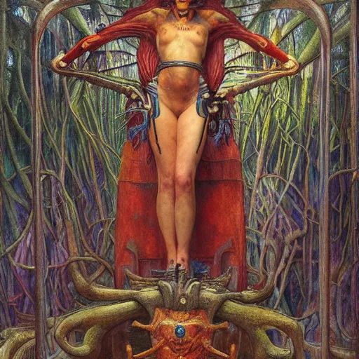 Prompt: robot seizes the forest crown, by Annie Swynnerton and Diego Rivera and Elihu Vedder, symbolist, dramatic lighting, elaborate geometric ornament, tattoos, Art Brut, soft cool colors,smooth, sharp focus, extremely detailed, Adolf Wölfli and Donato Giancola