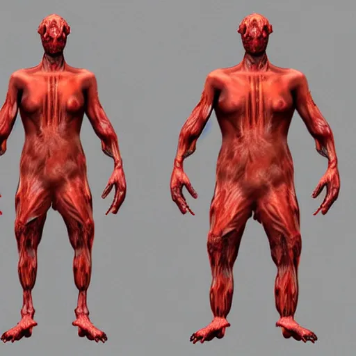 Prompt: detailed 3d model concept art for a tank made of human flesh in a body horror style