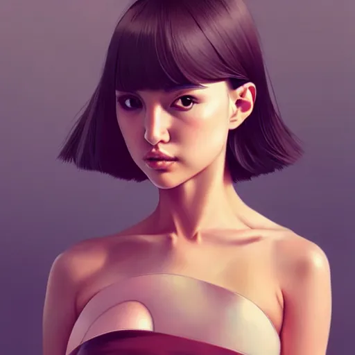 Image similar to a beautiful young japanese natalie portman alluring instagram model in crop top, large chest, by guweiz and wlop and ilya kuvshinov and artgerm, symmetrical eyes, aesthetic, gorgeous, stunning, alluring, attractive, artstation, deviantart, pinterest, digital art