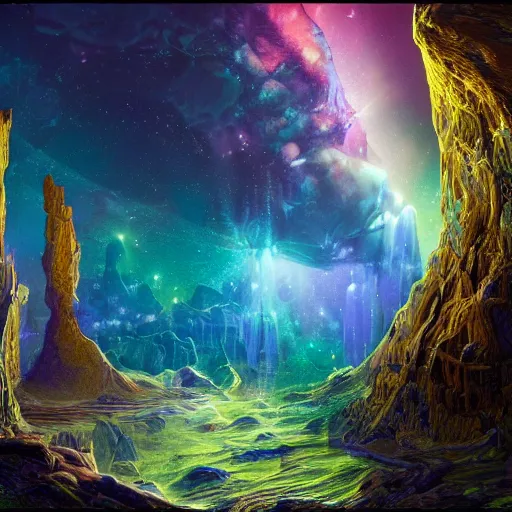 Prompt: joyous birth of the sceptre reality space terrain, in the style of terese nielsen, steve argyle, intricate, cinematic, beautiful faces, dramatic lighting, 8 k resolution,