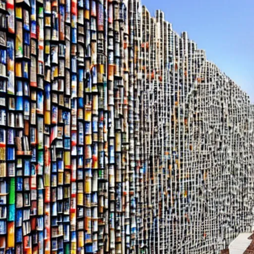 Prompt: a building made of books, photorealistic, detailed, architecture