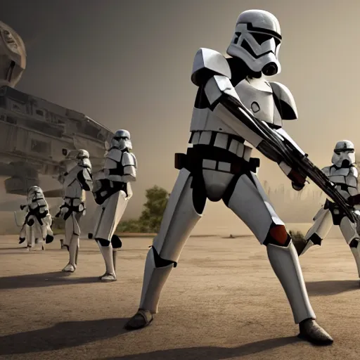 Image similar to epic intricate digital art of a clone trooper training in a simulation in kamino, clone wars, star wars, fan art, hyperrealist, ultra detailed, sharp focus, polished, consistency, octane, arnold, physical, cinema 4 d, unreal engine 5, visual effects, cinematic, 8 k uhd, highest resolution, photoshop, after effects