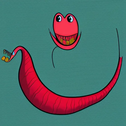 Prompt: a giant earthworm with a toothy mouth eating math problems, digital art