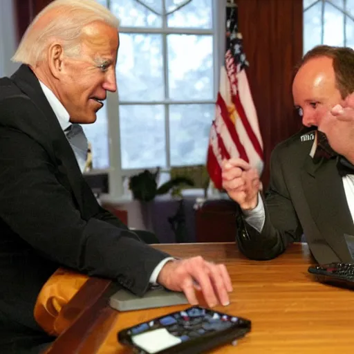 Image similar to joe biden playing world of warcraft with alex jones in 2 0 0 6