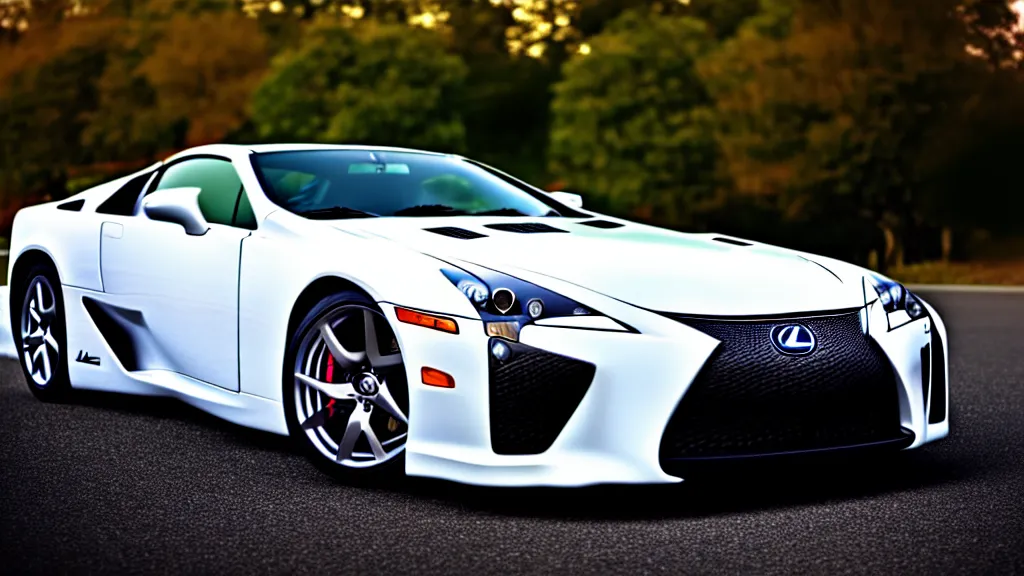 Image similar to a three quarter shot of a lexus lfa, 4k, hyper realistic, car photography