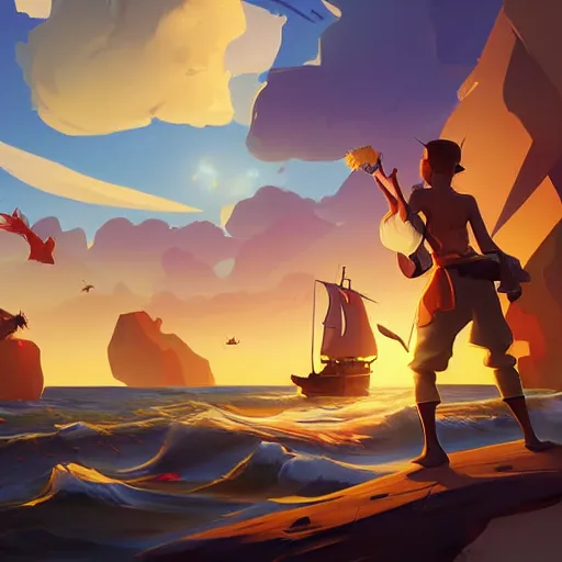 Image similar to painting treasure on sea of thieves game smooth median photoshop filter cutout vector, behance hd by jesper ejsing, by rhads, makoto shinkai and lois van baarle, ilya kuvshinov, rossdraws global illumination