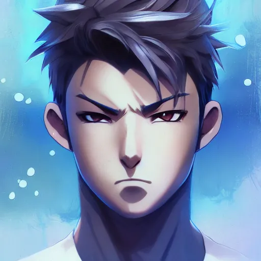 Prompt: a cool anime boy with wounded face, short silver grey hair, blue eyes, round face, calm eyes, like a character in River City Ransom, medium shot, medium shot, height Realistic Details, Trending on pixiv, Unreal Engine 4k, Stanley Artgerm Lau, WLOP, Rossdraws, James Jean, Marc Simonetti
