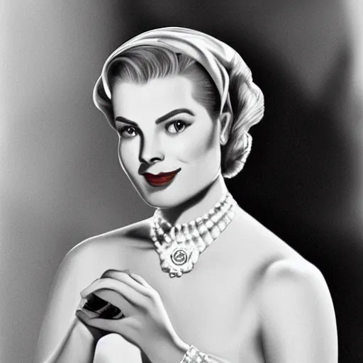 Image similar to hybrid of otter and Grace Kelly, stylized