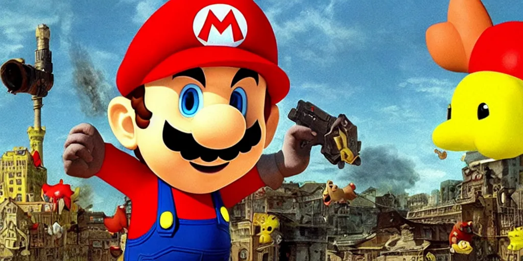 Image similar to mario is in resident evil by richard scarry