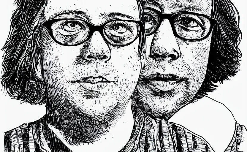 Image similar to high quality high detail illustration of todd solondz by robert valley, line art, hd