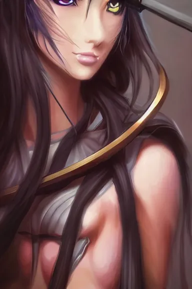 Image similar to a portrait of a fantasy anime warrior character with long hair, artgerm