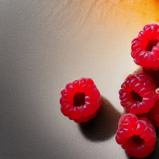 Image similar to high definition photo of a raspberry covered in honey, 4k, ring lighting, studio