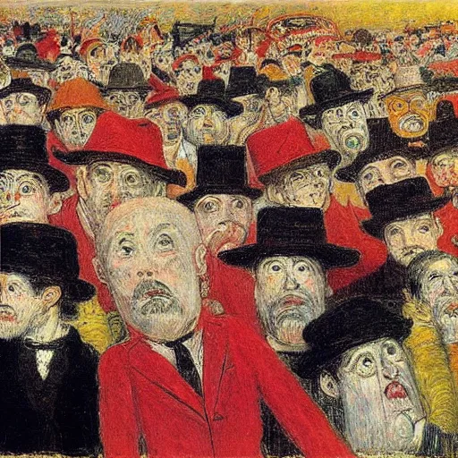 Image similar to Crowd of busybodies. James Ensor.