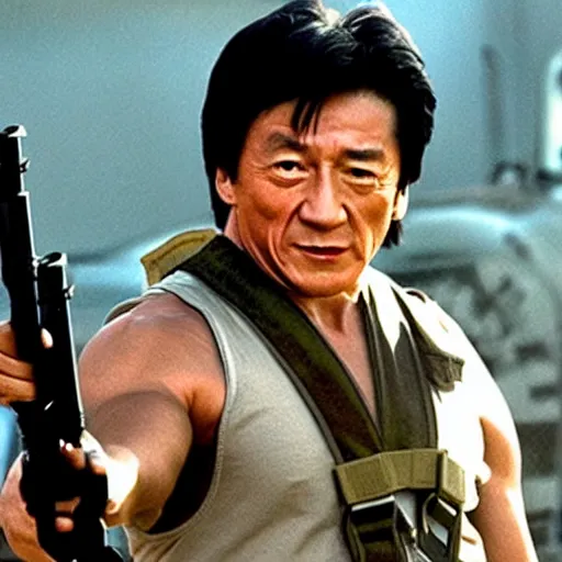 Prompt: Jackie Chan as part of the Expendables