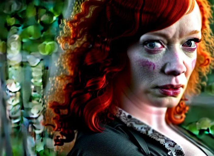 Prompt: filmstill christina hendricks the walking dead, 1 0 0 mm lens, canon eos, red cinema camera, frontal view, dynamic pose, intricate, elegant, highly detailed, centered, redshift, octane, smooth, sharp focus, zeiss lens,