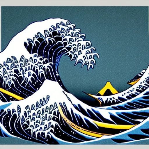 Image similar to ninja animals in the style of the great wave artist