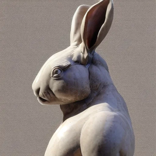 Image similar to “muscular rabbit, highly detailed, realistic, marble sculpture, Michelangelo sculpture, very old, dusty”