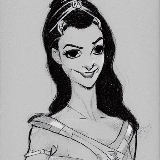 Image similar to milt kahl sketch of victoria justice as princess padme from star wars episode 3