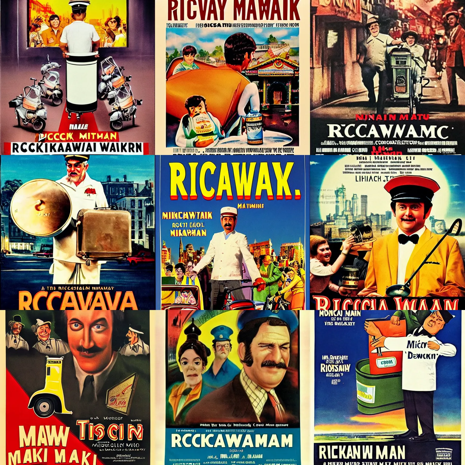 Prompt: Movie Poster for The Rickshaw Milkman Returns (1970)