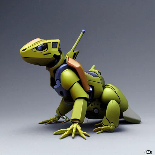 Image similar to 3 d gunpla, lizard, i robot style, pastelle colors, toy, hard surface, octane render