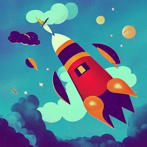 Image similar to rocket ship album art, cover art, poster