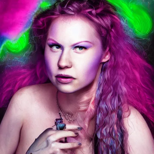 Image similar to hyper - realistic portrait of the singer aurora aksnes, 8 k, photo, art by david lachapelle