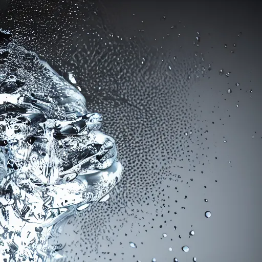 Prompt: water splashes forming a shape of a human head, water manipulation art, ray tracing, realistic water sharp focus, long shot, 8 k resolution, cinematic