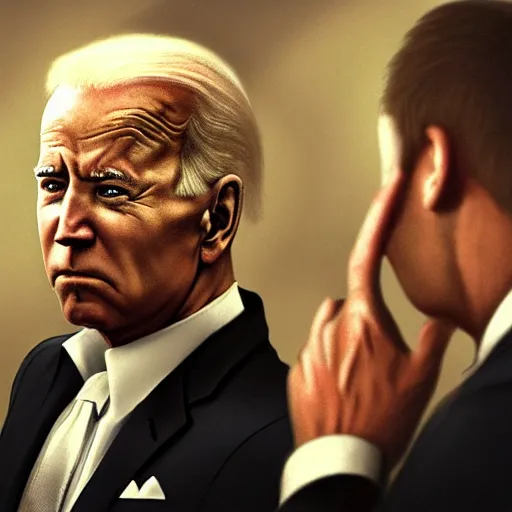 Image similar to joe biden crying, sad, depressed, dramatic lighting, cinematic, establishing shot, extremly high detail, photorealistic, cinematic lighting, artstation, style by James Gurney