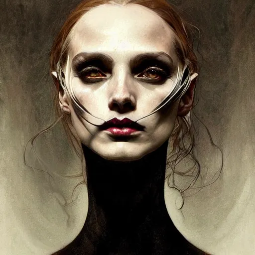 Image similar to symmetry!! portrait of a vampire woman in the world of andrew wyeth, horror, fashion, dark!! intricate, elegant, highly detailed, digital painting, artstation, concept art, smooth, sharp focus, illustration, art by artgerm and greg rutkowski and alphonse mucha