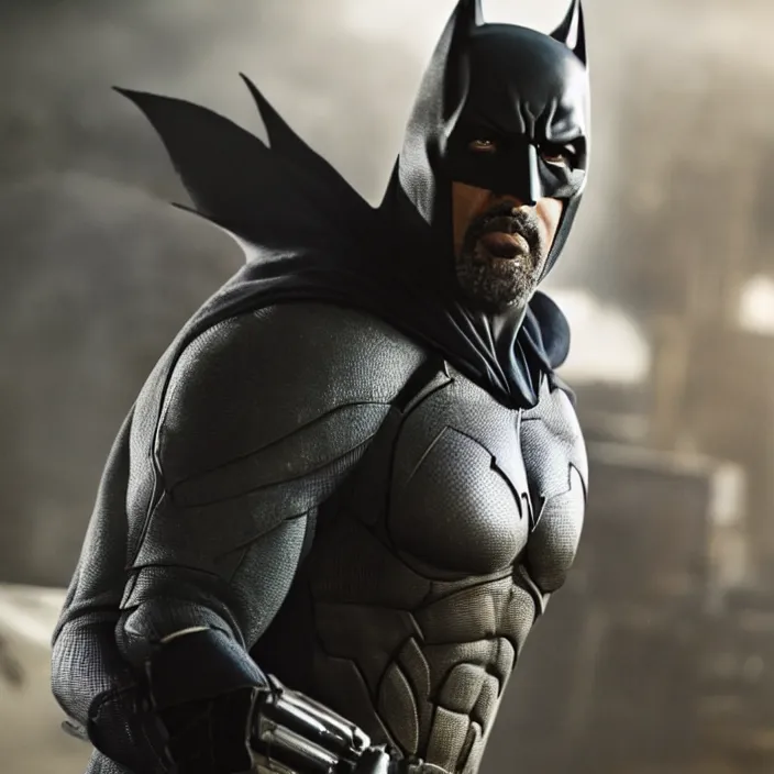 Image similar to film still of Idris Elba as Batman in new DC film, photorealistic 4k