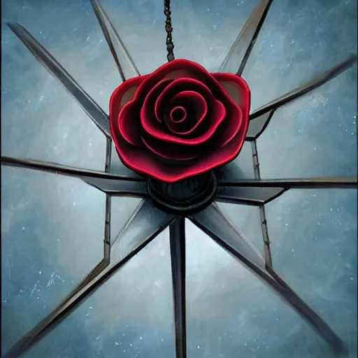 Image similar to giant mechanical rose, fantasy art