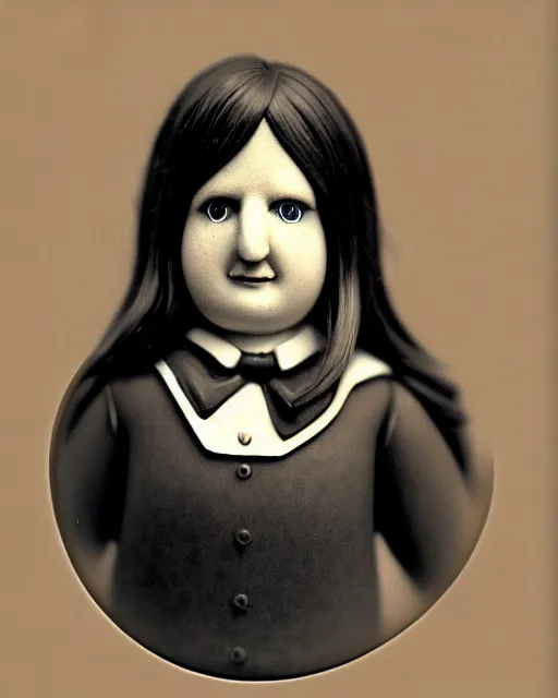 Image similar to wendy's mascot wendy thomas 1 8 9 0's photography, face in focus, 8 k, realistic