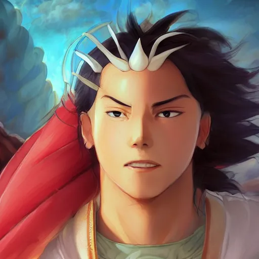 Prompt: Handsome haku from spirited away as a prince in the desert, 4k digital illustration by artgerm, wlop, Andrei Riabovitchev, Marc Simonetti, yoshitaka Amano, artstation, 8k resolution, soft focus