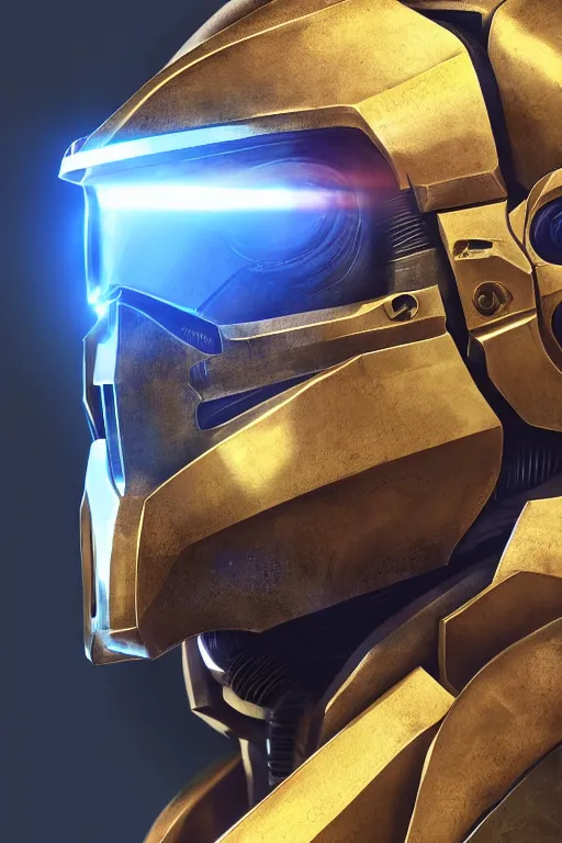 Image similar to robot ninja mask helmet halo master chief radiating a glowing aura global illumination ray tracing hdr fanart arstation by ian pesty and katarzyna da „ bek - chmiel