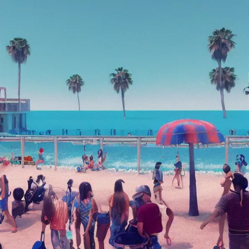 Prompt: 8 0's style art of santa monica beach, intricate artwork by tooth wu and wlop and beeple. octane render, trending on artstation, greg rutkowski very coherent symmetrical artwork. cinematic, hyper realism, high detail, octane render