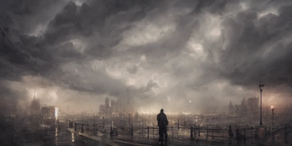 Prompt: photograph of severe weather storms across Europe, architecture, detailed face, highly detailed, cinematic lighting, urban art style, climate change, digital art painting by greg rutkowski, cinematic, concept art, 35mm grain filter