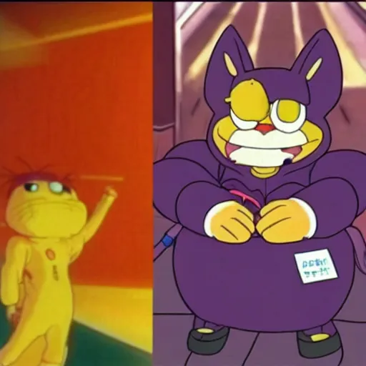 Image similar to garfield third impact in neon genesis evangelion, anime