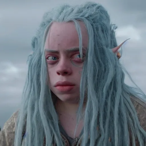 Image similar to billie eilish as an ugly troll in lord of the rings 4 k