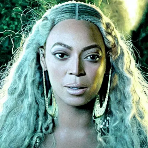 Prompt: portrait of Beyoncé Knowles as Lady Galadriel in the Lord of the Rings (2001)