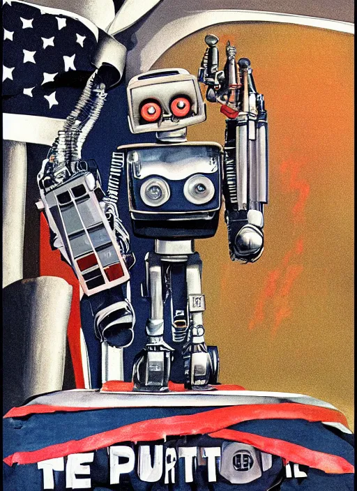 Prompt: the robot from short circuit as president of the united states