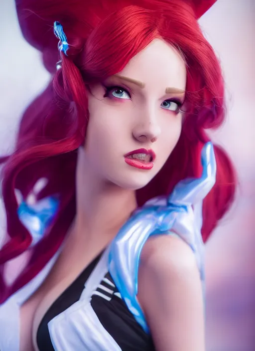 Prompt: portrait of miss fortune from league of legends as a real person, by francis giancobetti, natural light, detailed face, canon eos c 3 0 0, ƒ 1. 8, 3 5 mm, 8 k, medium - format print, full body shot