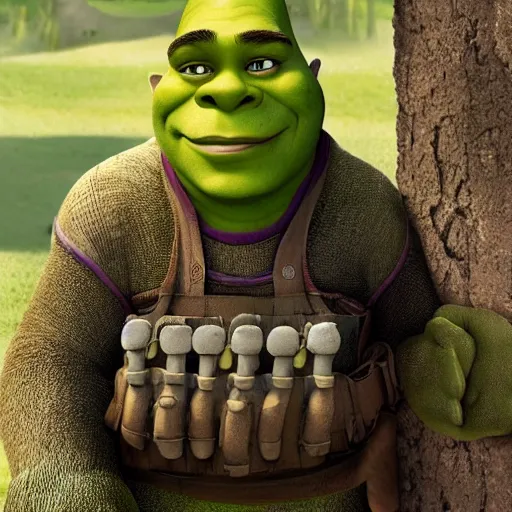 Image similar to Shrek as a soldier in Vietnam, award winning historical photograph