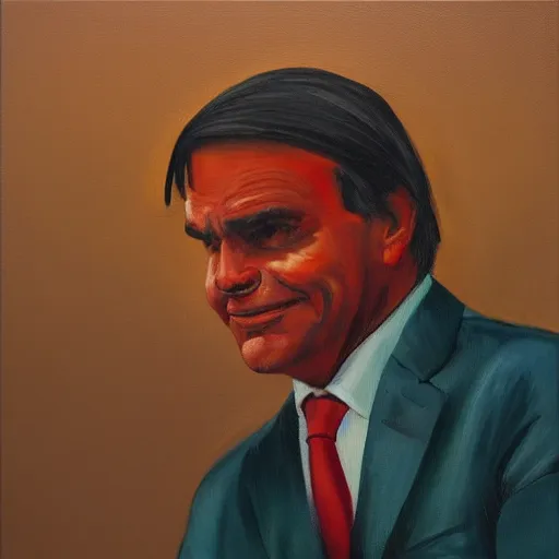 Image similar to oil canvas of jair bolsonaro as a sad clown